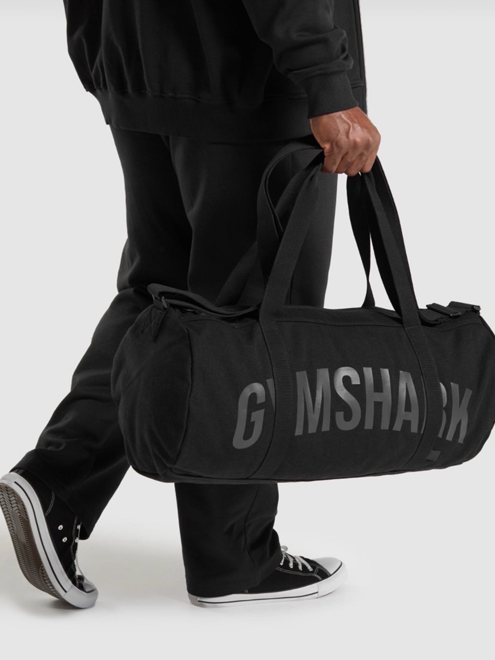 Gymshark Black Canvas Holdall with Grey Logo